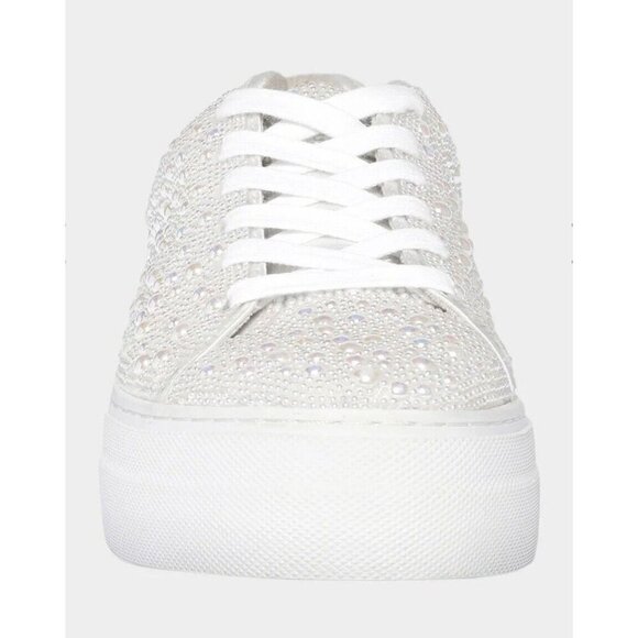 Betsy Johnson SIDNY all-over Pearl Platform Sneakers Ivory Size 11 Bridal - Picture 3 of 12
